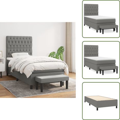 Letto con materasso a molle insacchettate - vidaXL Giroletto a Molle con Materasso Grigio Scuro 100x200 cm Tessuto - Panca multifunzionale