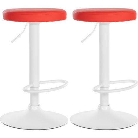 Set de 2 taburetes de bar Ponte en polipiel Rojo Metal blanco mate (1/5)