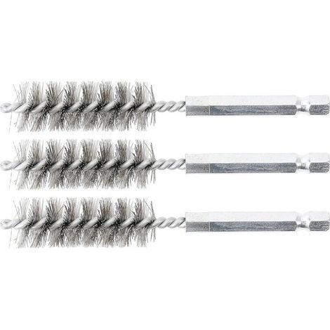 Brosse en Acier 15 mm - 3 pcs, 6,3 mm (1/4) - Résistante et Polyvalente pour Nettoyage et Décapage - D-Work