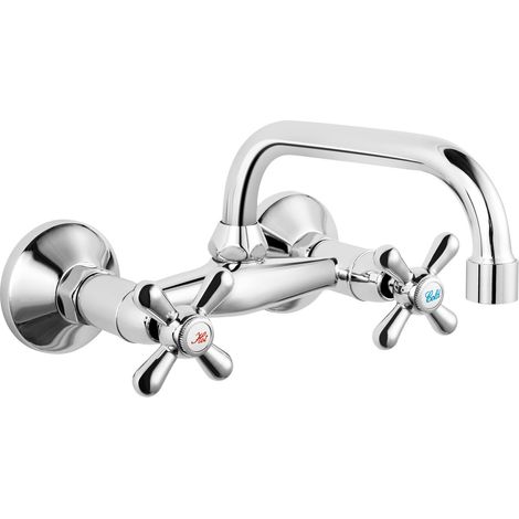 Rubinetto per lavabo a parete stile retrò NUOVO, cromato (1/2)