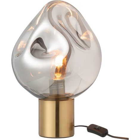 Lampe design en métal doré et verre gris ambiance chic - Gris fumé et doré élégant (1/3)