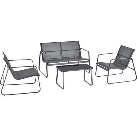 Set di mobili da giardino 4 pezzi acciaio grigio 030009420