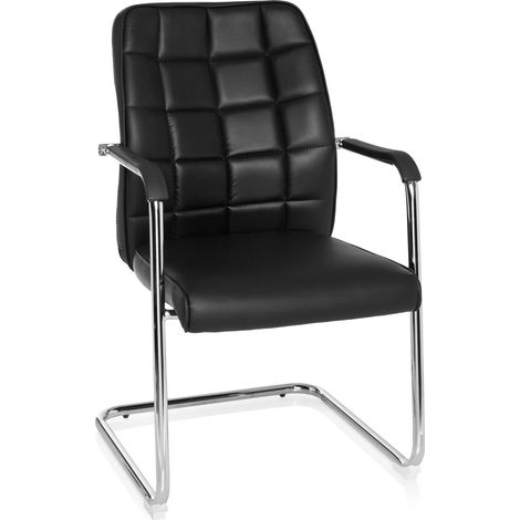 Konferenzstuhl / Freischwinger / Stuhl FLEXO V PU schwarz hjh OFFICE (1/5)