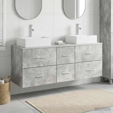vidaXL Bathroom Cabinet Set 3 pcs Concrete Grey 129 x 41 x 79.5 cm (1/5)