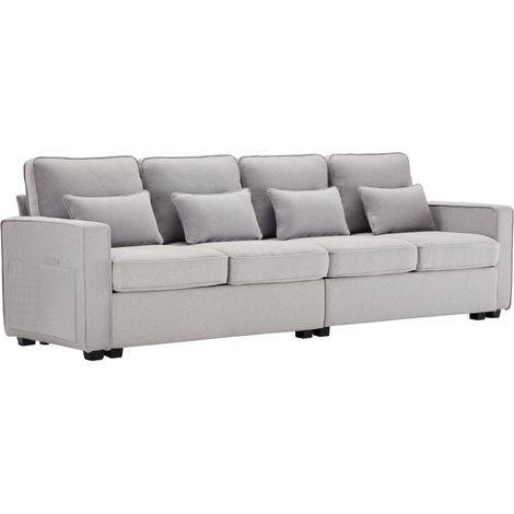 Canapé 4 places en lin gris 264.00x83.00x87.00 cm style simple ZIPSOFA Canapé (1/5)