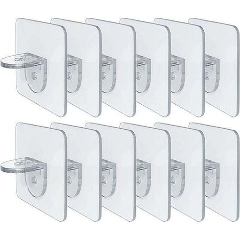 Staffe per mensole senza foratura - Clip autoadesive per mensole per mobili da cucina - Librerie - Staffe divisorie resistenti - Perno per staffe per armadietti - Strato di rivestimento - Crezuo (1/4)
