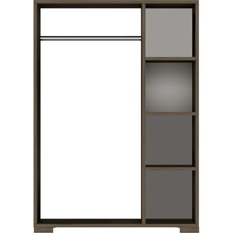 Armoire étagère meuble de rangement avec 4 compartiments de stockage 123 x 90 x 30 cm effet noyer (1/2)