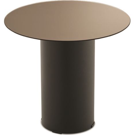 Tavolino tondo WAYLON 45 con base in metallo Nero e piano in vetro Bronzo (1/2)