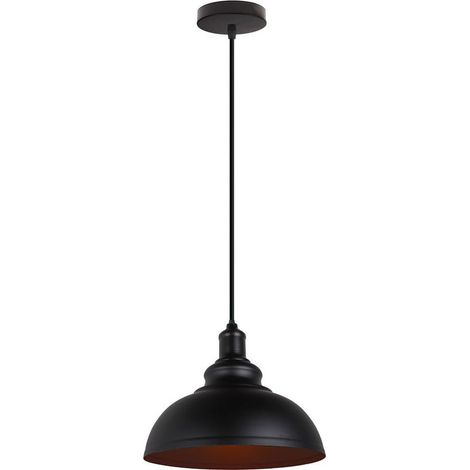 Suspension Luminaire Industrielle Vintage Rétro E27 29cm Plafonnier Lustre Abat-jour Métal Noir 1PCS (1/5)