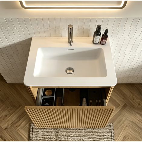 Mueble suspendido bajo lavabo 61x46,5x37 cm composite roble natural – MEUBLIV (1/5)