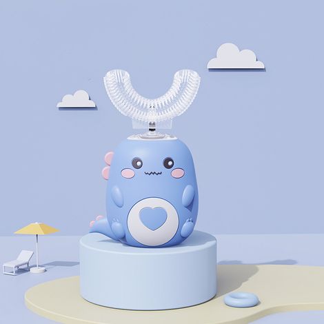 Brosse à dents électrique en forme de U pour enfants, brosse à dents pour tout-petits avec nettoyage sonique / bleue / 2-6 ans-AquaForge