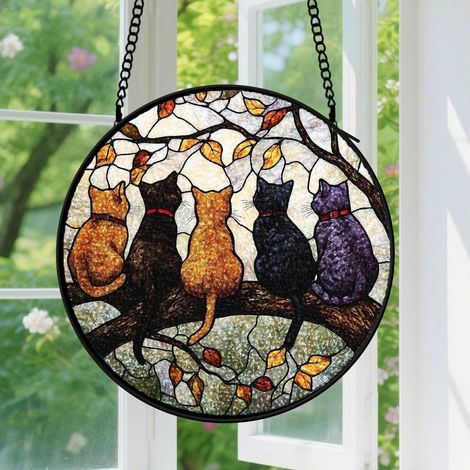 Suspension en vitrail, attrape-soleil minimaliste artistique, décoration maison jardin, cadeau Fête des Mères, Anniversaire pour femme, maman 9cm (1/5)