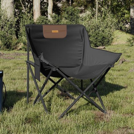 vidaXL Sedie da Campeggio con Tasca Pieghevoli 2 pz Nere (1/5)