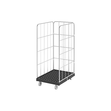 Contenedor rodante con rejilla lateral  por 3 lados  negro /