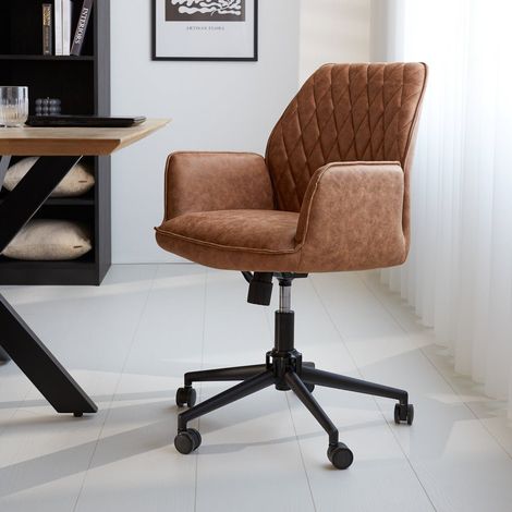 Novan Chaise De Bureau Industrielle Cognac