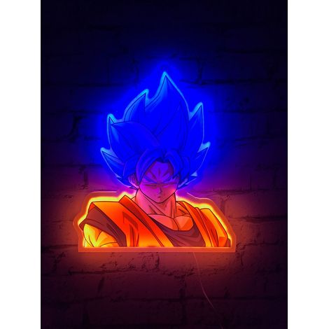 Lámpara de pared Teknofun Goku Super Saiyan God colorida 30 cm