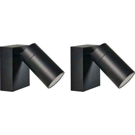 Set of 2 Outdoor Wall Lamps Black Aluminium Spotlights Modern Outdoor Lighting MANOR (1/5)