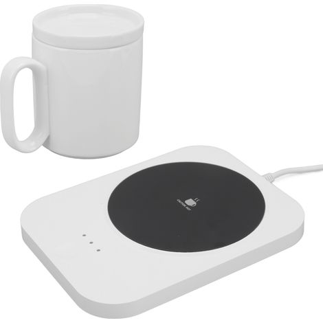 Chauffe-tasse intelligent à 3 niveaux de chauffage, alimenté par USB, blanc. (1/5)