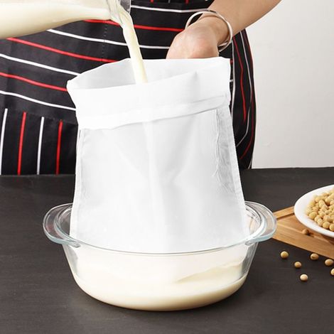 Sacchetto filtro di latte di soia - Bag, maglia 30 x 45 cm - Sacchetto filtro per il latte - Sacchetto filtro in nylon con coulisse - è Adatto per il ripieno di verdura, succhi di frutta, o d (1/5)