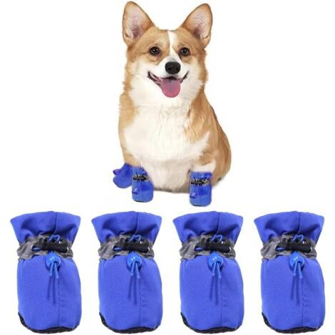 BUNTHAUS Lot de 4 bottes pour , chaussettes antidérapantes pour chiens, chaussures pour chien avec sangles réfléchissantes, chaussures pour réglables, chaussures pour protecteurs de