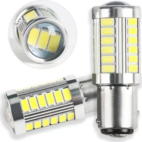 12V Blanc LED Veilleuse Ampoule de Voiture 1156 P21W Argent 33-LED, Deux articles (1/4)