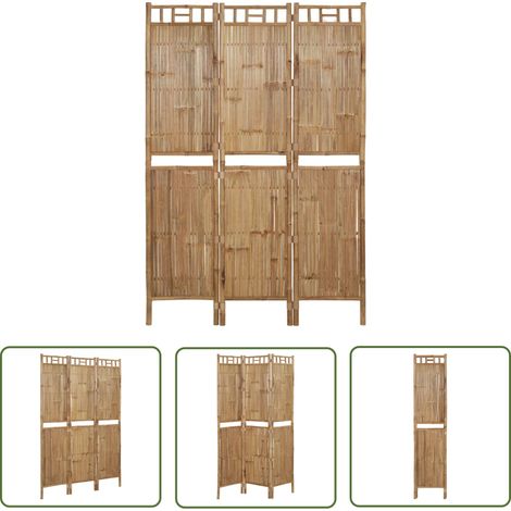 The Living Store Cloison de séparation 3 panneaux Bambou 120x180 cm - Séparateur De Pièce - Écran De Confidentialité - Cloison Pliable - Bamboutropical - Décoration Intérieur (1/5)