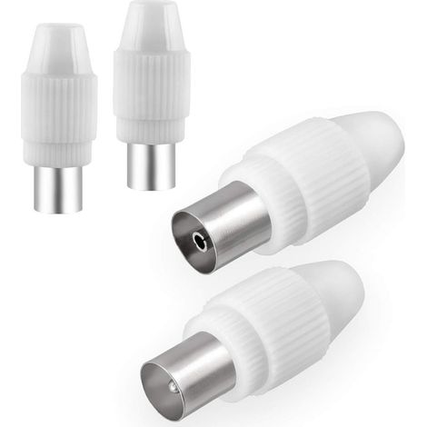 ORION91 Pack x 12 unidades Conector TV recto (Macho/Hembra) blanco Nine&One