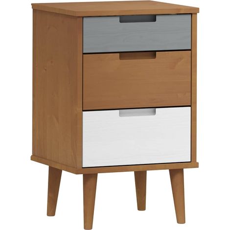 Maison Exclusive - Comodino Marrone MOLDE 40x35x65 cm in Legno Massello di Pino (1/5)