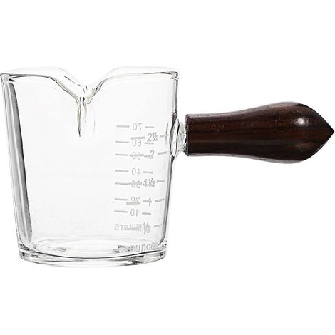 Tasse à expresso en verre avec poignée en bois, doseur à café, 11,5 x 8,2 x 6,4 cm, usage durable, lot de 1 (1/5)