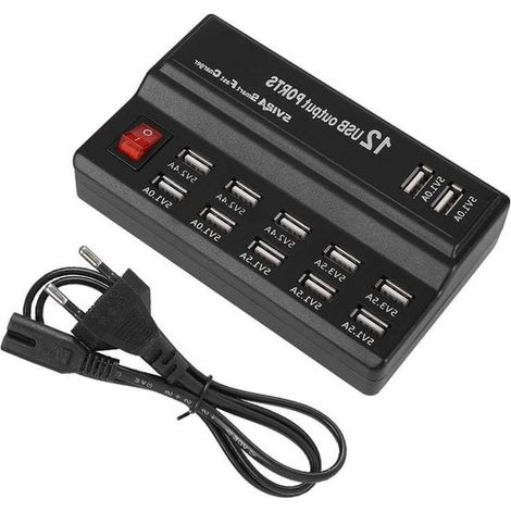 12-Port-USB-Ladestation für schnelles und sicheres Laden - 5V 10A - USB-Steckdosenleiste (220V-EU)