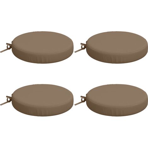 Seat Cushions SOEST 4 pcs 100% Polyester Taupe Ø 40 x 7 cm vidaXL