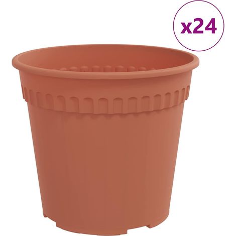 Maison Exclusive - Runder Blumentopf 24 pcs Ziegelrot Ø 19 x 16 c