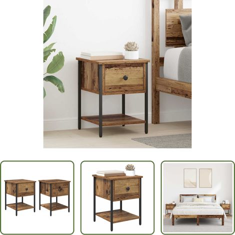 Holz Nachttisch -  Nachttisch 2 pcs Altholz 34 x 35,5 x 45 cm Holzwerkstoff (1/5)