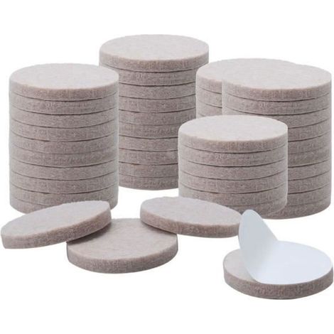 Almohadillas redondas de fieltro para patas de 32 mm de diámetro, autoadhesivas, antiarañazos, protectoras para muebles y sillas, color beige, 50 unidades.