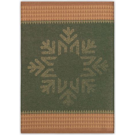 Strofinaccio da cucina natalizio Zwoltex con motivo fiocchi di neve, verde e beige