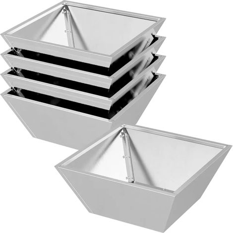 Lote de 5 macetas de jardín modernas trapezoidales minimalistas de exterior 40 x 40 x 15 cm de metal plateado 020052377 (1/4)