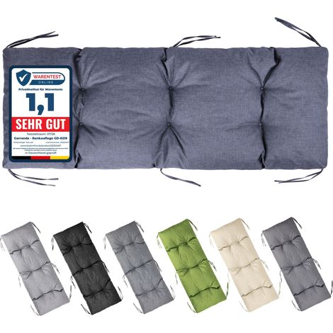 Garronda Coussin Exterieur Impermeable 140x50 cm pour Banc de Jardin Canapé Extérieur et Balancelle Coussins d'Assise Résistant UV pour Terrasse Balcon et Intérieur avec Cordons GD-0219 Bleu marine