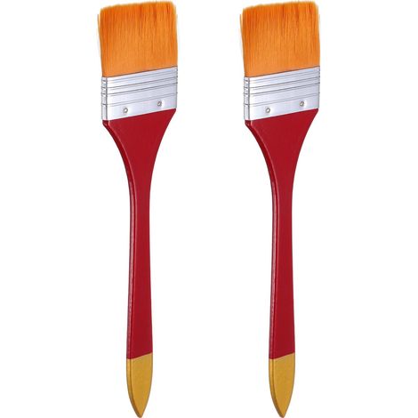 2 Pcs Pinceau Plat 2.2" Largeur Outils Peinture Poils Orange (1/5)