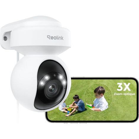 Reolink 4K PTZ Caméra Surveillance Wi-FI 6 Extérieure Zoom Optique 3X Suivi Auto, Détection Humain/Véhicule/Animaux, Vision Nocturne en Couleur 2,4 / 5GHz Audio Bidirectionnel, E1 Outdoor Pro (1/5)