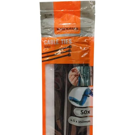 Collier de serrage, sachet 50 riselans 4,5x350 mm, noir (1/3)
