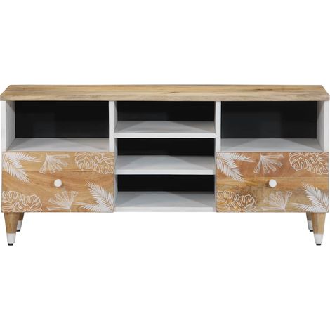 Meuble TV Banc TV Armoire TV 100x33,5x46 cm bois massif de manguier (1/5)