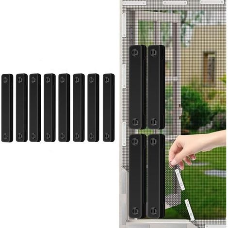 Window mounting loops, 12 mosquito repellent window magnets, self-adhesive window magnets, mosquito repellent stickers, (black) (1/5)
