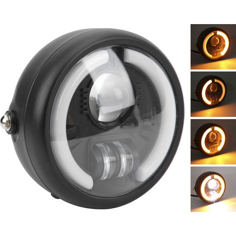 6-Zoll-LED-Motorradscheinwerfer im Retro-Halo-Engels-Design, universeller Ersatz für Cruiser, Chopper, Cafe Racer und Bobber (1/5)