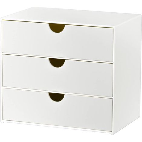 Meuble de rangement à 3 tiroirs - Compact 17 x 11 x 15 cm - Pour cosmétiques, salle de bain et bureau - Blanc - Organisateur de tiroirs (1/5)
