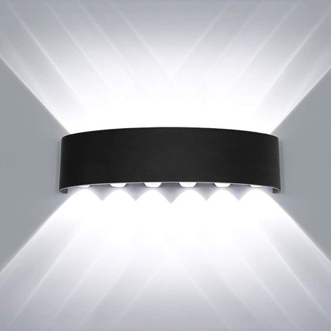 Applique murale LED et étanche, éclairage vers le haut/vers le bas, en aluminium, pour une utilisation intérieure et extérieure dans la salle de bain, la chambre, le couloir, le salon, le porche 12 W, (1/5)