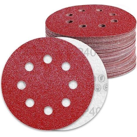 Disques Abrasifs 125mm Grain 40 Papier Poncer 70 Pièces 8 Trous Disque Poncage pour Ponceuse Excentrique (1/4)