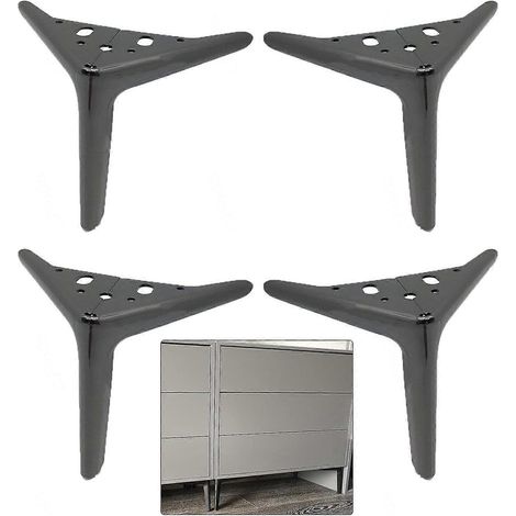 Quatre pieds de meubles triangulaires en métal, robustes et antirouille, adaptés aux armoires, canapés et tables, de 15 cm de long, gris. (1/5)