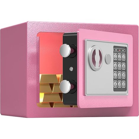 Petit coffre-fort Coffre-fort Bureau Commercial Fichier Confidentiel Mini Coffre-fort Clé Mot De Passe Double Assurance Anti-vol Coffre-fort À Domicile Coffre-fort Incendie(A style pink) (1/4)