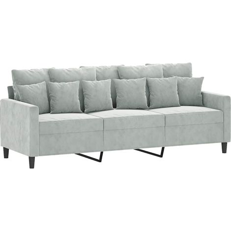 3-Sitzer Sofa Hellgrau 180 cm Samt