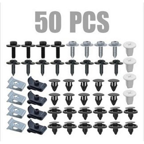 Lot de 50 clips assortis pour la protection du moteur, du châssis et la fixation des vis de voiture.
